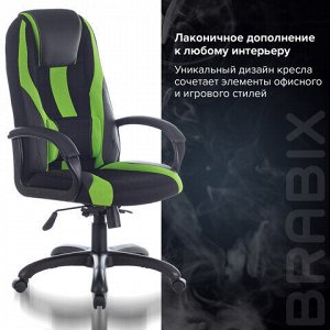 Кресло компьютерное BRABIX PREMIUM "Rapid GM-102", НАГРУЗКА 180 кг, экокожа/ткань, черное/зеленое, 532419, GM-102_532419