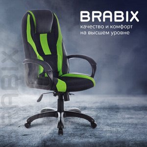 Кресло компьютерное BRABIX PREMIUM &quot;Rapid GM-102&quot;, НАГРУЗКА 180 кг, экокожа/ткань, черное/зеленое, 532419, GM-102_532419