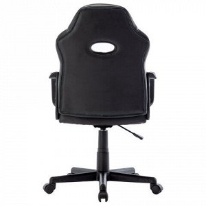 Кресло компьютерное BRABIX "Stripe GM-202", экокожа, черное/голубое, 532509