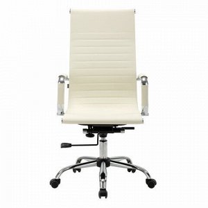 Кресло офисное BRABIX "Energy EX-509", экокожа, хром, бежевое, 531166