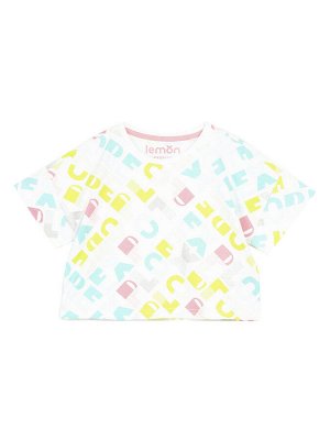 Футболка Укороченная футболка свободного кроя для девочки. Разноцветный сплошной принт составляет надпись "Explore". Модель выполнена из гипоаллергенного, воздухопроницаемого, приятного к телу и прост
