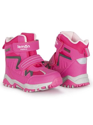 Ботинки Зимние непромокаемые ботинки для девочки ярко-розового цвета выполнены из искуственной кожи. Утепленная подкладка обуви для девочки защищает от холода и осадков. Долговечная подошва продлевает
