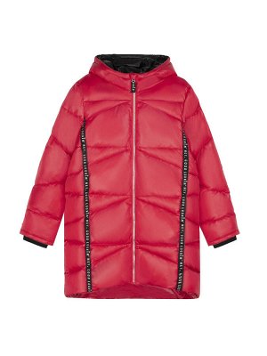 Пальто Яркое красное зимнее пальто для девочки выполнено из непродуваемого влагоотталкивающего материала. Тёплый пуховик для девочки подходит для частого ношения. На рукавах детской парки имеются манж