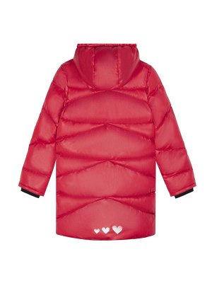 Пальто Яркое красное зимнее пальто для девочки выполнено из непродуваемого влагоотталкивающего материала. Тёплый пуховик для девочки подходит для частого ношения. На рукавах детской парки имеются манж