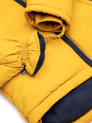 Куртка Зимняя куртка для мальчика с варежками. Модная куртка медового цвета с нашивками на груди. Детская куртка утепленная, непродуваемая и непромокаемая. Вес утеплителя - 250/м2. В такой куртке ребе