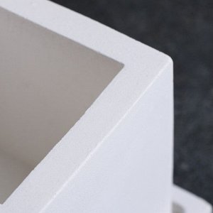 Кашпо для цветов «Куб с поддоном», 250 мл, 8x6x6 см, гипс, белое