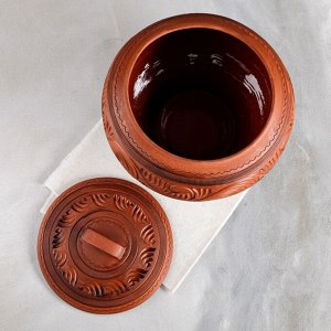 Горшок духовой "Чугунок", резка, красная глина, 4.7 л, микс