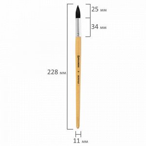 Кисть BRAUBERG, белка, круглая, № 9, 200186