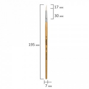 Кисть ПИФАГОР, КОЗА, круглая, № 4, деревянная лакированная ручка, с колпачком, 200827