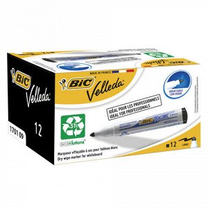 Маркер стираемый для белой доски ЧЕРНЫЙ, BIC "Velleda", 1,4-5 мм, эргономичный корпус, 904937