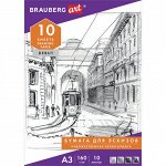 Папка для рисования БОЛЬШОГО ФОРМАТА А3, 10 л., 160 г/м2, BRAUBERG, 297х420 мм, &quot;Ночной город&quot;, 125227