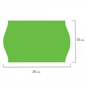 Этикет-лента 26х16 мм, волна, зеленая, комплект 5 рулонов по 800 шт., BRAUBERG, 123583