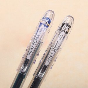 Ручка гелевая PILOT "Super Gel", ЧЕРНАЯ, корпус прозрачный, узел 0,5 мм, линия письма 0,3 мм, BL-SG-5