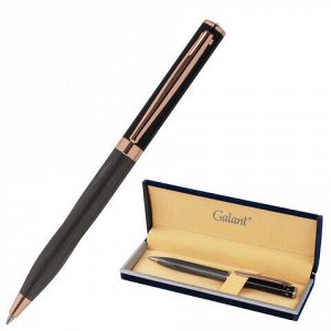 Ручка подарочная шариковая GALANT "FACTURA", корпус черный/оружейный металл, детали розовое золото, узел 0,7 мм, синяя, 143513