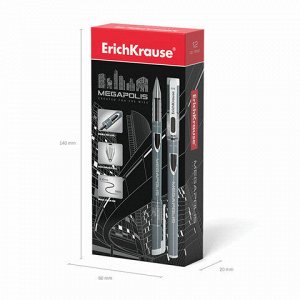 Ручка гелевая ERICH KRAUSE "Megapolis Gel", ЧЕРНАЯ, корпус с печатью, узел 0,5 мм, линия письма 0,4 мм, 93