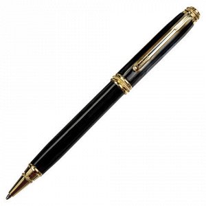 Ручка подарочная шариковая GALANT "Black", корпус черный, золотистые детали, пишущий узел 0,7 мм, синяя, 140405