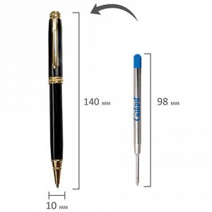 Ручка подарочная шариковая GALANT "Black", корпус черный, золотистые детали, пишущий узел 0,7 мм, синяя, 140405
