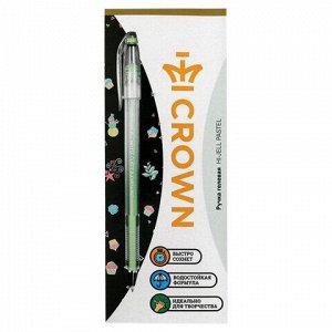 Ручка гелевая CROWN &quot;Hi-Jell Pastel&quot;, ЗЕЛЕНАЯ ПАСТЕЛЬ, узел 0,8 мм, линия письма 0,5 мм, HJR-500P