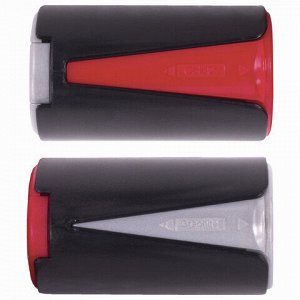 Точилка BRAUBERG "Delta", 2 отверстия для чернографитных и цветных карандашей, двусторонняя, с контейнером, 223592