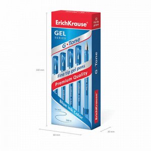 Ручка гелевая ERICH KRAUSE "G-Tone", СИНЯЯ, корпус тонированный синий, узел 0,5 мм, линия письма 0,4 мм, 17809