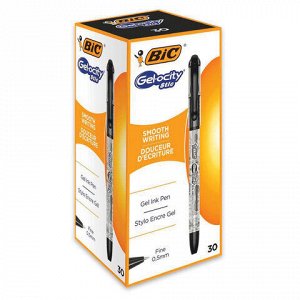 Ручка гелевая с грипом BIC "Gelocity Stic", ЧЕРНАЯ, узел 0,5 мм, линия письма 0,29 мм, CEL1010266