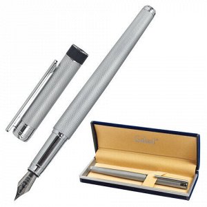 Ручка подарочная перьевая GALANT "SPIGEL", корпус серебристый, детали хромированные, узел 0,8 мм, 143530