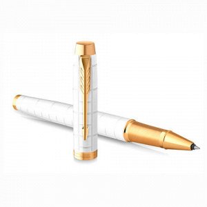 Ручка-роллер PARKER "IM Premium Pearl GT", корпус жемчужный лак, позолоченные детали, черная, 2143646
