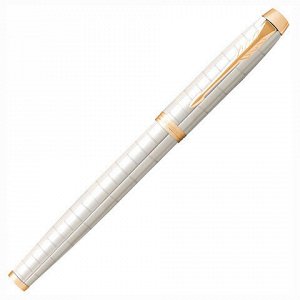 Ручка перьевая PARKER "IM Premium Pearl GT", корпус жемчужный лак, позолоченные детали, синяя, 2143649
