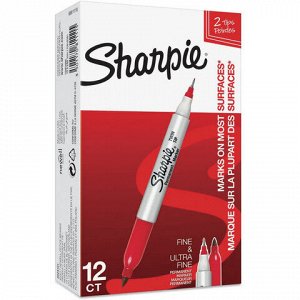 Маркер перманентный двусторонний SHARPIE (США) КРАСНЫЙ, "Twin Tip", наконечники 0,9/0,5 мм, S0811110