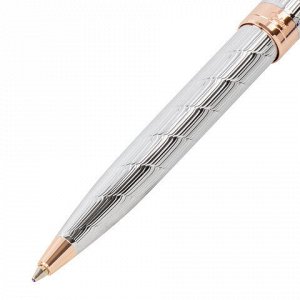 Ручка подарочная шариковая GALANT "ESQUISSE", корпус серебристый, детали розовое золото, узел 0,7 мм, синяя, 143511