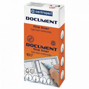 Ручка капиллярная (линер) СИНЯЯ CENTROPEN "Document", трехгранная, линия письма 0,1 мм, 2631/0,1, 2 2631 0110