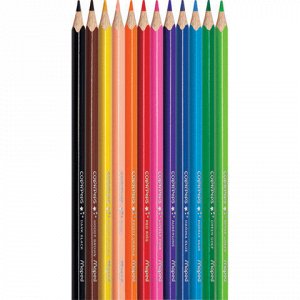 Карандаши цветные MAPED (Франция) "Color'Peps Star", 12 цветов, трехгранные, грифель 3 мм, натуральное дерево, 183212