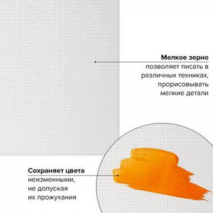 Холст акварельный на картоне (МДФ) 30х40 см, грунт, хлопок, мелкое зерно BRAUBERG ART CLASSIC, 191683