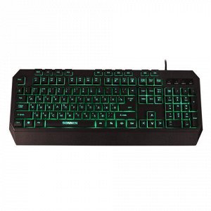 Клавиатура проводная SONNEN KB-7700, USB, 104 клавиши + 10 программируемых клавиш, RGB, черная, 513512