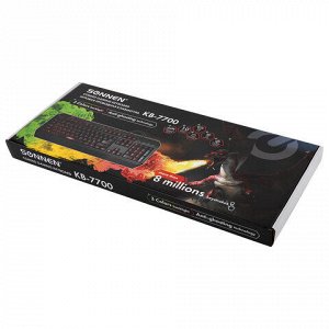Клавиатура проводная SONNEN KB-7700, USB, 104 клавиши + 10 программируемых клавиш, RGB, черная, 513512