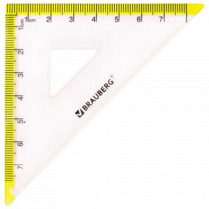 Набор чертежный малый BRAUBERG "FRESH ZONE" (линейка 15 см, 2 треугольника, транспортир), желтая шкала, 210762