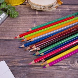 Карандаши цветные BRAUBERG PREMIUM, 18 цветов, шестигранные, грифель 3,3 мм, натуральное дерево, 181657
