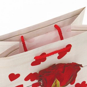 Пакет подарочный (1 штука) 18x10x23 см, ЗОЛОТАЯ СКАЗКА "Роза с лентой", ламинированный, 606574