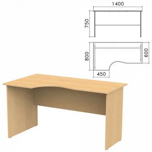 Стол письменный эргономичный "Канц", 1400х800х750 мм, левый, цвет бук невский, СК36.10