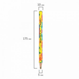Карандаш с многоцветным грифелем МЯГКИЙ, 1 шт., ЮНЛАНДИЯ "MAGIC", классические цвета, утолщенный, 181789
