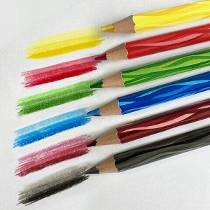 Карандаши с многоцветным грифелем МЯГКИЕ ЮНЛАНДИЯ "MAGIC", НАБОР 6 штук (24 цвета), утолщенные