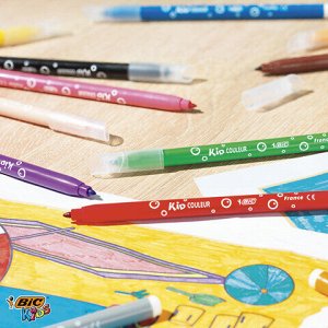 Фломастеры BIC "Kid Couleur", 12 цветов, суперсмываемые, вентилируемый колпачок, европодвес, 9202932