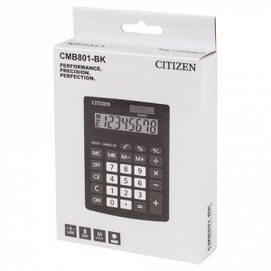 Калькулятор настольный CITIZEN BUSINESS LINE CMB801BK, МАЛЫЙ (137x102 мм), 8 разрядов, двойное питание