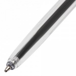 Ручка шариковая ОФИСМАГ "Line", ЧЕРНАЯ, корпус прозрачный, узел 1 мм, линия письма 0,5 мм, 141879