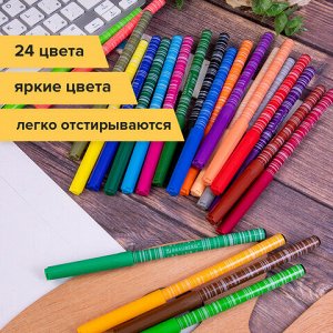 Фломастеры BRAUBERG "PREMIUM", 24 цвета, КОРПУС С ПЕЧАТЬЮ, вентилируемый колпачок, ПВХ-упаковка с европодвесом, 151944