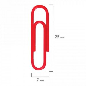 Скрепки ОФИСМАГ, 25 мм, красные, 100 шт., в картонной коробке, 226245