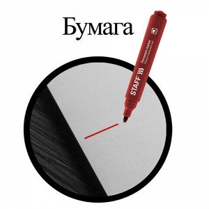 Маркер перманентный STAFF "Basic Budget PM-125", КРАСНЫЙ, круглый наконечник 3 мм, 152176