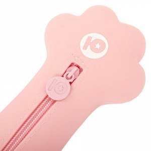 Пенал-косметичка ЮНЛАНДИЯ на молнии, силикон, "Paw Pink", розовый, 20х7 см, 270057