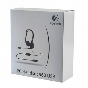 Наушники с микрофоном (гарнитура) LOGITECH PC 960, проводная, компьютерная, 2,4 м, стерео, USB, черная, 981-000100