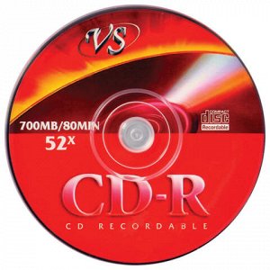 Диски CD-R VS 700Mb 52x, КОМПЛЕКТ 50 шт., Cake Box, VSCDRCB5001